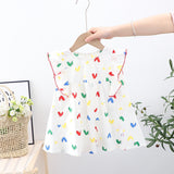 Baby Girl Heart Print Ruffle Design Sleeveless Dress In Summer - MyKids-USA™