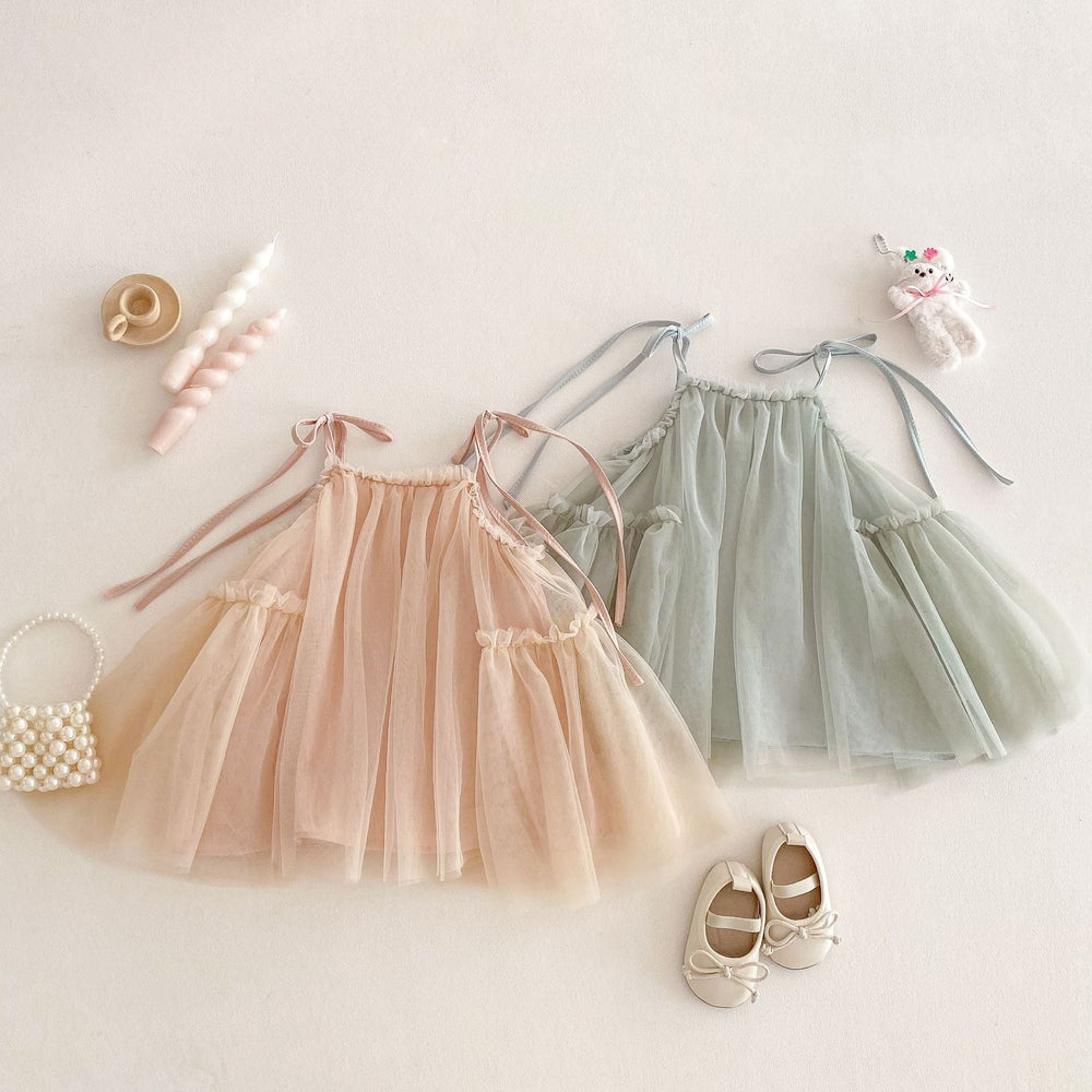 Summer Arrival Sleeveless Solid Color Tulle Dress for Stylish Girls - MyKids-USA™