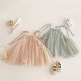 Summer Arrival Sleeveless Solid Color Tulle Dress for Stylish Girls - MyKids-USA™