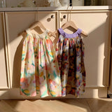 Summer Arrival Baby Kids Girls Cute Sleeveless Oil-Painting Flowers Pattern Printed Dress - MyKids-USA™