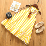 Baby Girl Striped Pattern Lace Design Sleeveless Dress - MyKids-USA™