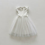 Summer Arrival Sleeveless Solid Color Tulle Patchwork Dress for Stylish Girls - MyKids-USA™