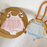 Summer Arrival Baby Girls Cute Waffle Grid Sleeveless Dress Design Strap Onesies - MyKids-USA™