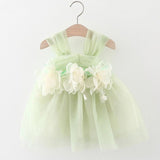 Baby Girl Flower Patched Design Mesh Princess Formal Dress - MyKids-USA™