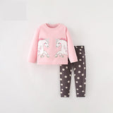 Girls Cartoon Unicorn Printing Design Top And Pattern Pants Set