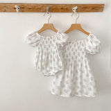 Summer Baby Girls French-style Flowers Pattern Short-sleeved Onesies and Dress – Princess Sister Matching