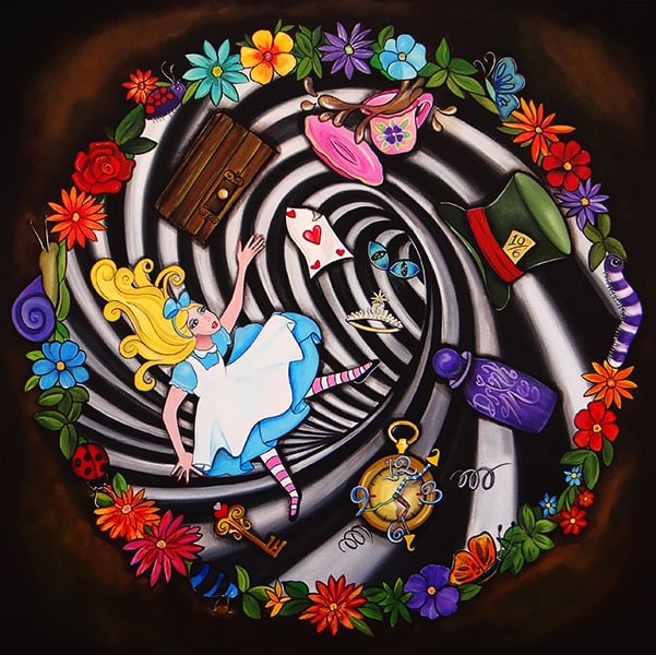 Black Market Art Company Alice Goes Down the Hole Print