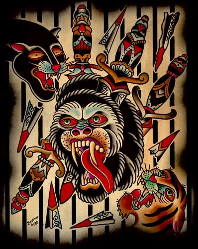 Black Market Art Company Ape and Daggers Print