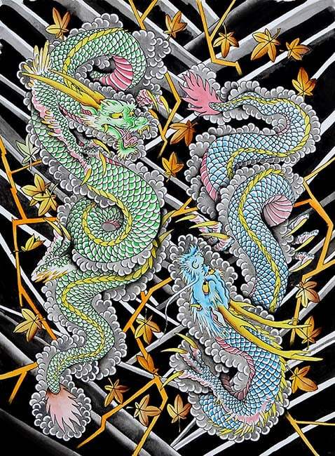 Black Market Art Company Ascending & Descending Dragons Print - Black Market Art Company - Flyclothing LLC