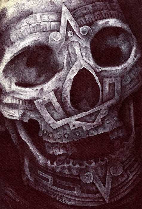 Black Market Art Company Aztec Skull Print - Black Market Art Company - Flyclothing LLC
