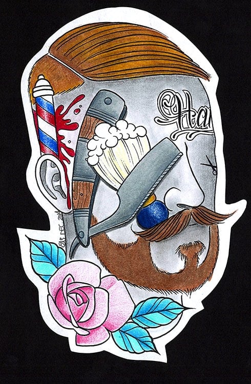 Black Market Art Company Barber Cut Throat Print