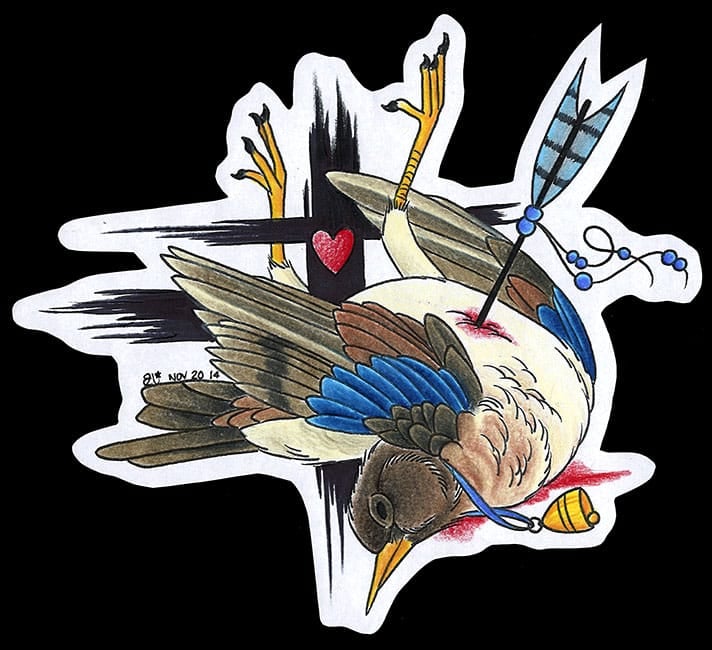 Black Market Art Company Bird Killed For The Thrill Print