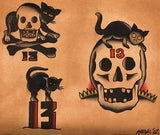 Black Market Art Company Black Cat Flash Print