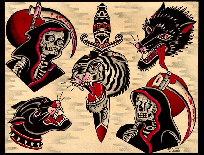 Black Market Art Company Black On Red Flash Print