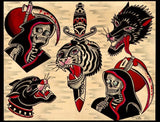 Black Market Art Company Black On Red Flash Print