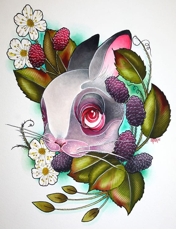 Black Market Art Company Blackberry Bunny Print