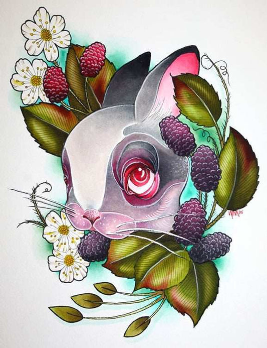 Black Market Art Company Blackberry Bunny Print - Black Market Art Company - Flyclothing LLC