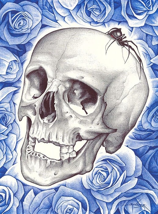 Black Market Art Company Blue Roses Death Print