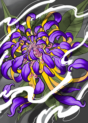 Black Market Art Company Purple Chrysanthemum Print - Black Market Art Company - Flyclothing LLC