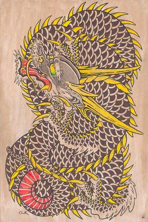 Black Market Art Company Coiled Dragon Print - Black Market Art Company - Flyclothing LLC