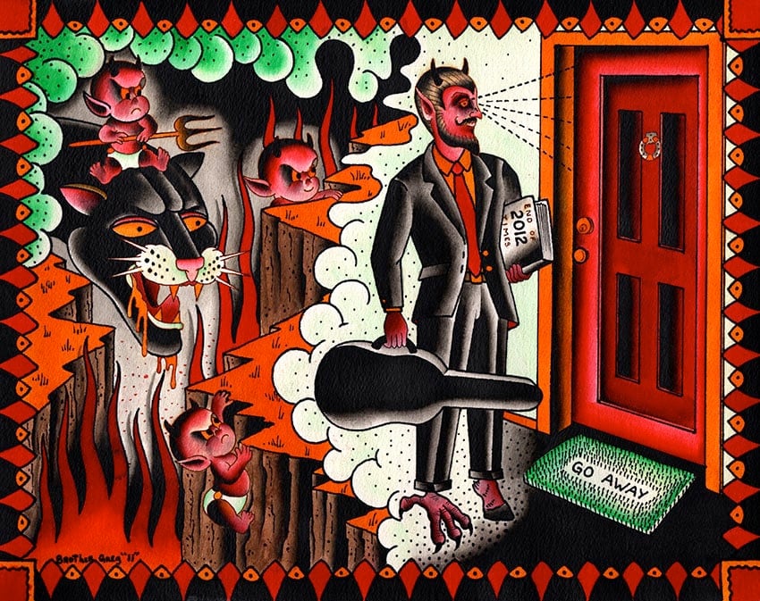 Black Market Art Company Devil Knocking At the Door Print