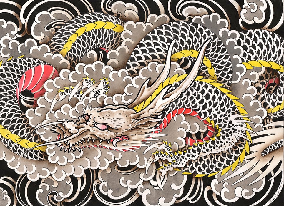 Black Market Art Company Dragons Wind Print