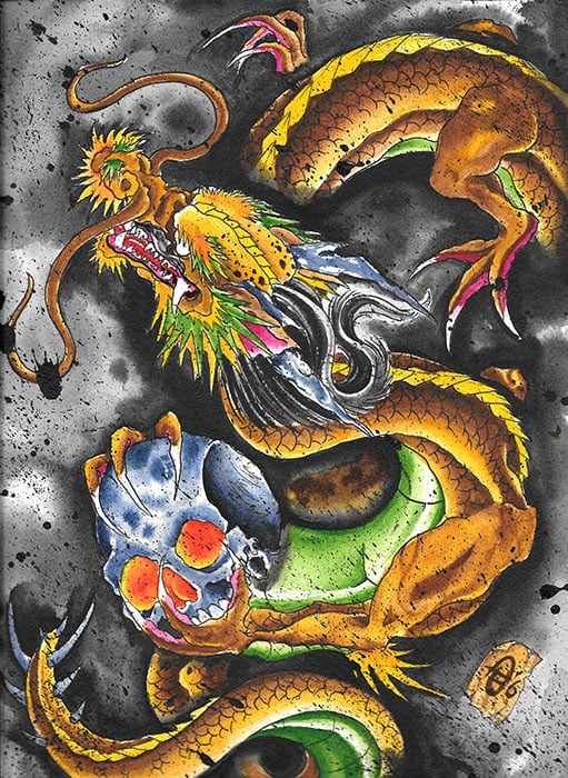 Black Market Art Company Dufresne Golden Dragon Print