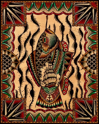 Black Market Art Company Fish Hooked Print