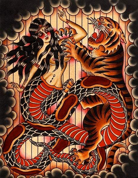 Black Market Art Company Naga & Tiger Print - Black Market Art Company - Flyclothing LLC
