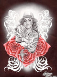 Black Market Art Company Rosary On Red Roses Print