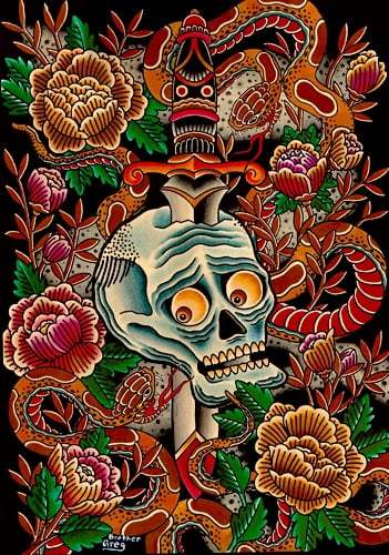 Black Market Art Company Scared Skull and Snakes Print - Black Market Art Company - Flyclothing LLC