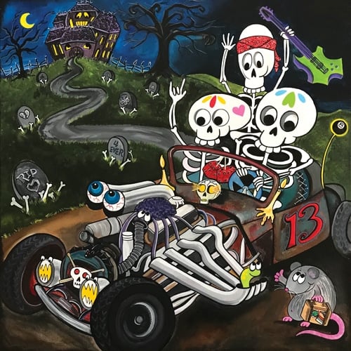 Black Market Art Company Skeleton Rat Rod Print