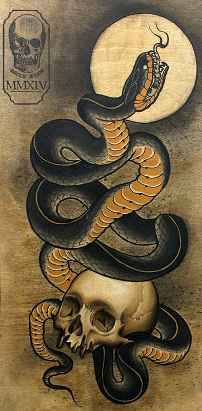 Black Market Art Company Skull N Snake Print