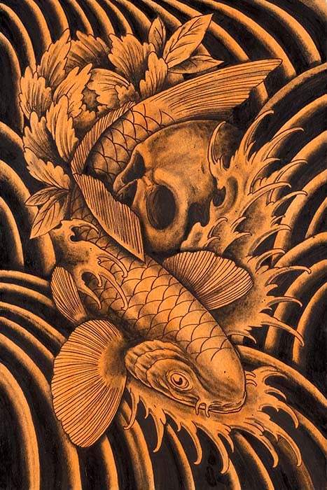 Black Market Art Company Skull & Koi Print - Black Market Art Company - Flyclothing LLC