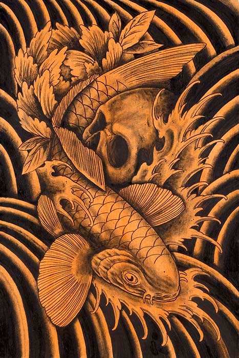Black Market Art Company Skull & Koi Print - Black Market Art Company - Flyclothing LLC