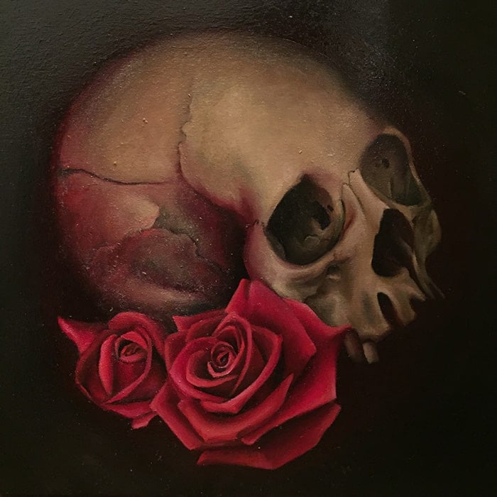 Black Market Art Company Skull & Rose Still Life Print