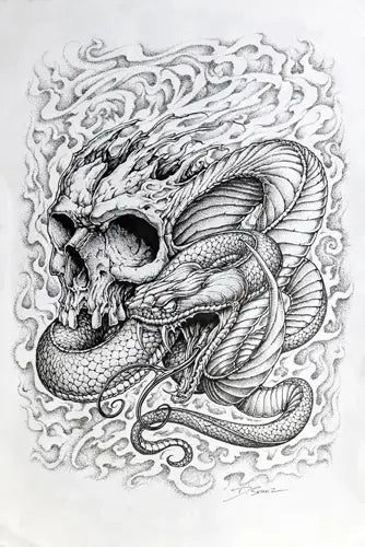 Black Market Art Company Skull Snake Print - Black Market Art Company - Flyclothing LLC