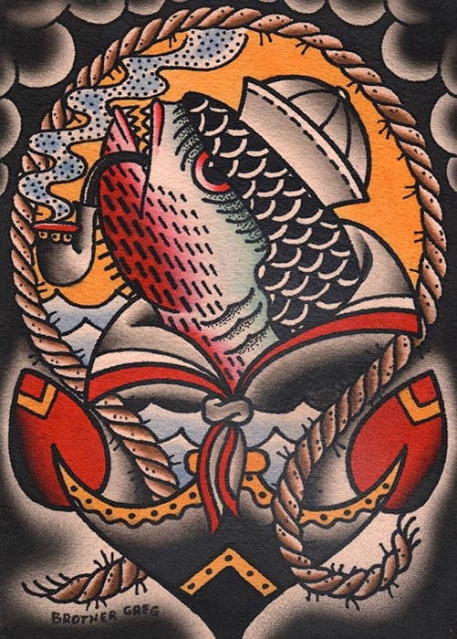 Black Market Art Company Smokin&#8217; Fish Print