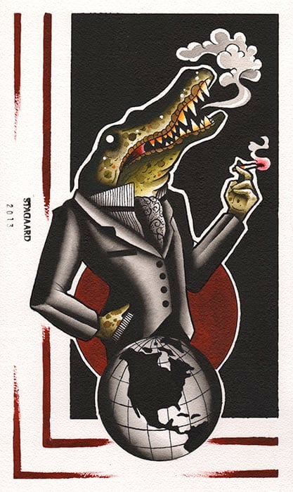 Black Market Art Company Smoking Gator Print