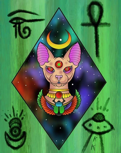 Black Market Art Company Space Cat Print