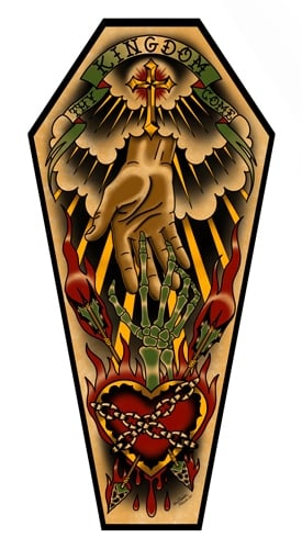 Black Market Art Company Thy Kingdom Come & Stretched Canvas Coffin Print