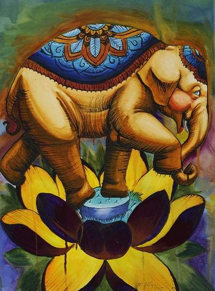 Black Market Art Company Elephant Lotus Print - Black Market Art Company - Flyclothing LLC