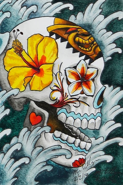 Black Market Art Company Day of The Dead Tiki Print