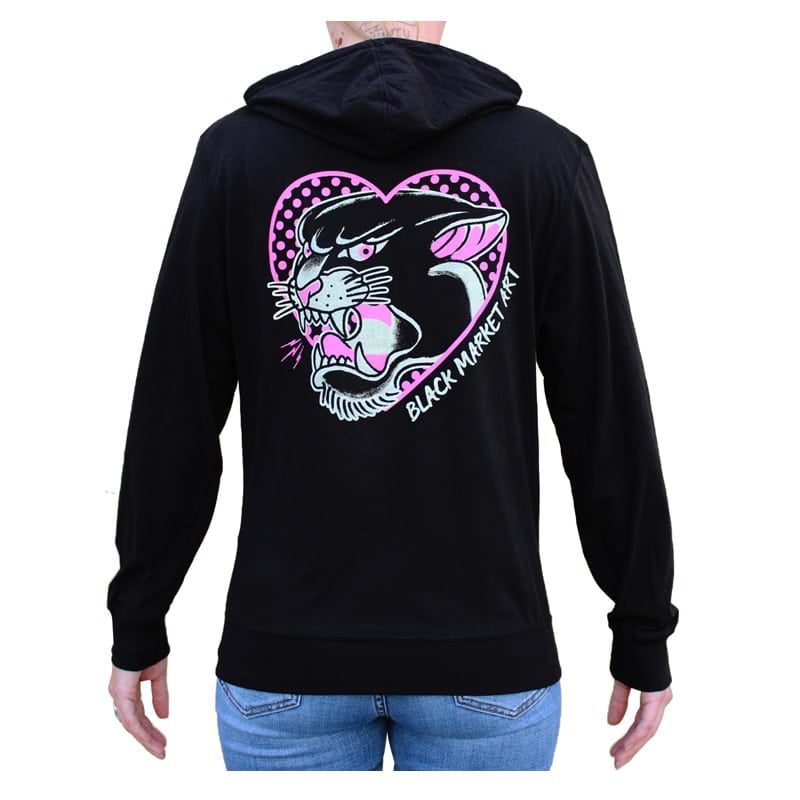 Black Market Art Company Pink Panther Women's Light Weight Zip Hoodie