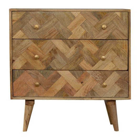 3 Drawer Zig-Zag Patterned Patchwork Chest - Artisan Furniture