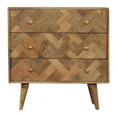 3 Drawer Zig-Zag Patterned Patchwork Chest - Artisan Furniture