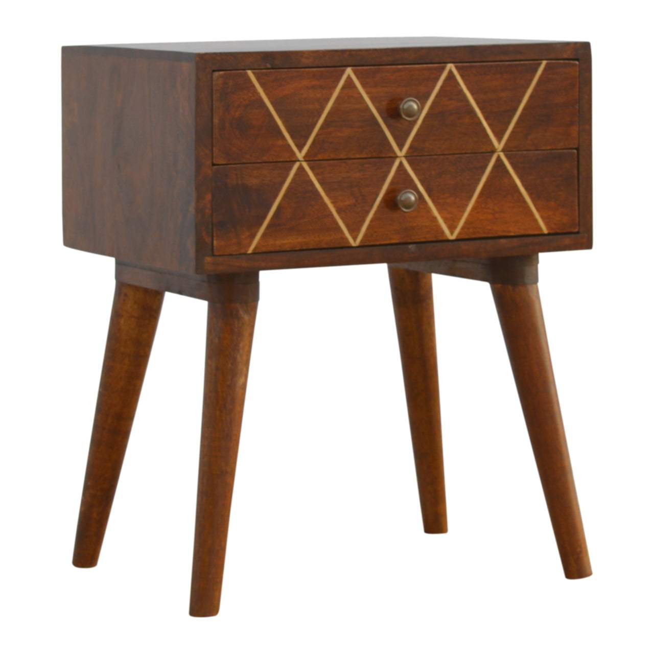 Geo Brass Inlay Bedside - Artisan Furniture - Flyclothing LLC