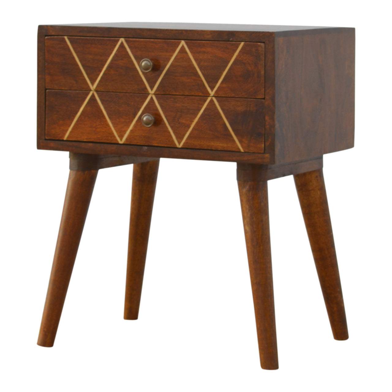 Geo Brass Inlay Bedside - Artisan Furniture - Flyclothing LLC