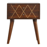 Geo Brass Inlay Bedside - Artisan Furniture - Flyclothing LLC