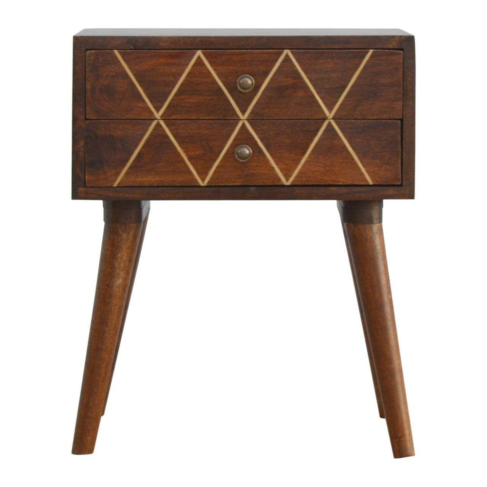 Geo Brass Inlay Bedside - Artisan Furniture - Flyclothing LLC